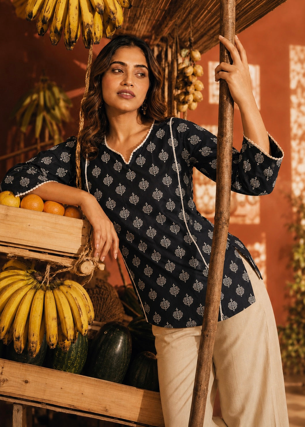 Black Motif Short Kurti