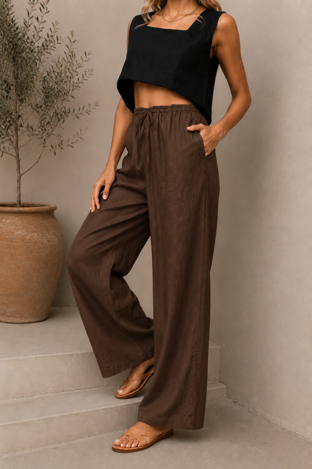Brown Linen Pant